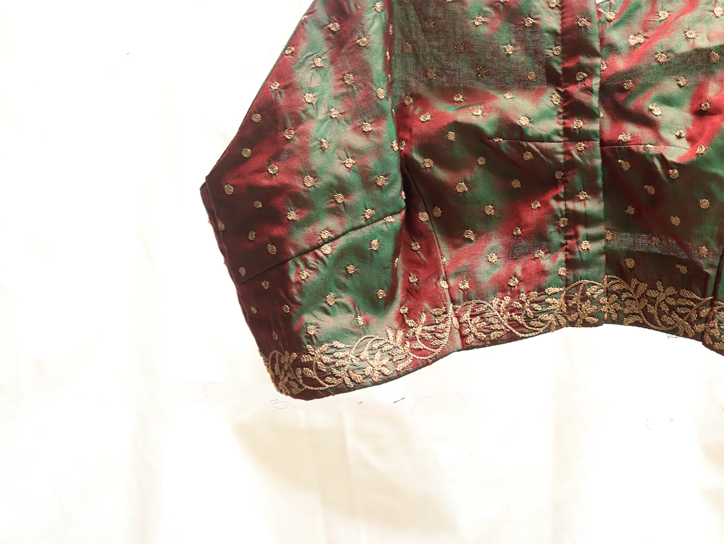 Two tone colour, soft silk, Hand embroidery blouse