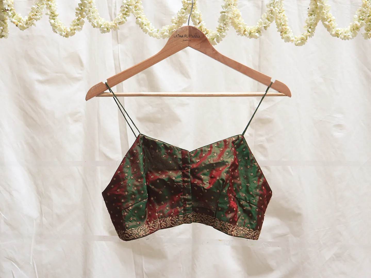 Two tone colour, soft silk, Hand embroidery blouse