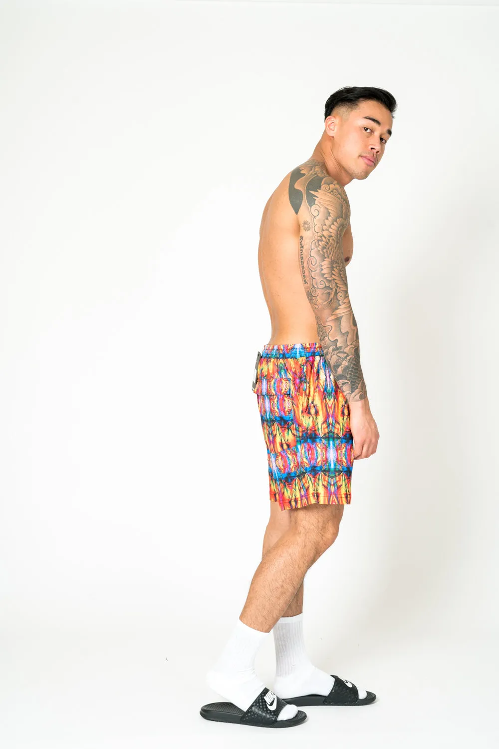 Ubuntu Retro Kaleidoscope Printed Shorts